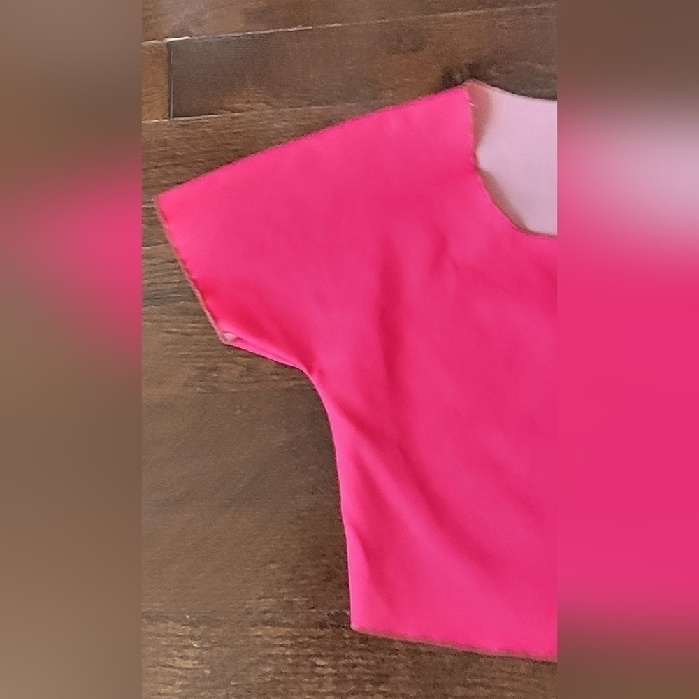 Hot Pink Crop Top Short Sleeve Size 6 - Picture 3 of 5